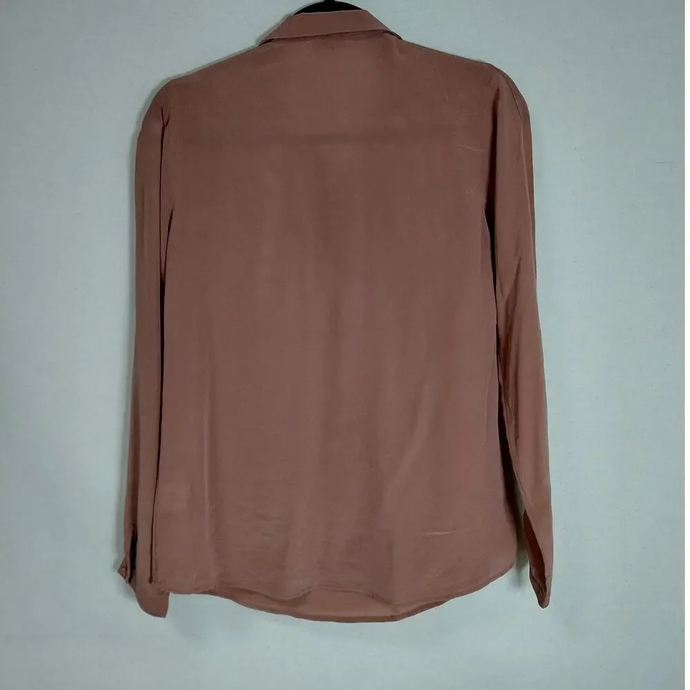 Massimo Dutti 100% Silk V-Neck Lightweight Breathable Blouse Women Size 4 - Picture 3 of 10
